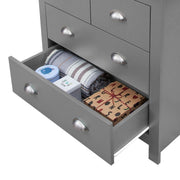 3 Piece Bedroom Furniture Set – 2 Door Wardrobe, 4 Drawer Chest, and 1 Drawer Bedside Cabinet in Light Grey with Oak Tops - Lavish Kitchen Isle