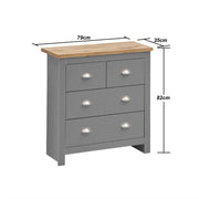 3 Piece Bedroom Furniture Set 3 Door Wardrobe, 4 Drawer Chest, and 2 Drawer Bedside Cabinet in Light Grey with Oak Effect Tops - Lavish Kitchen Isle