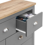 3 Piece Bedroom Furniture Set – 3 Door Wardrobe, 7 Drawer Chest, and 1 Drawer Bedside Cabinet in Light Grey with Oak Effect Tops - Lavish Kitchen Isle