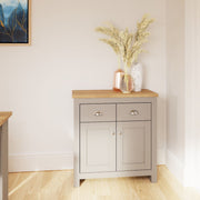 Light grey Lavish Kitchen Isle sideboard cabinet with 2 drawers and 2 doors, stylish storage for living or dining room.