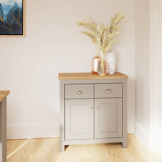 Light Grey Sideboard Cabinet with 2 Drawers and 2 Doors – Stylish Storage Solution for Living and Dining Room Furniture