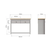 Console Table Sideboard Cabinet with Storage – 2 Solid Drawers and Door Unit in Light Grey with Oak Effect Top for Living and Dining Room Furniture