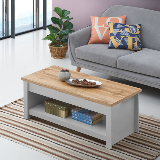 Rectangular Coffee Table for Living Room Grey Lift Up Coffee Table with Storage