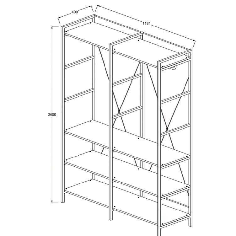 Alaga Wardrobe with Hanging Rail and 8 Shelves Riviera Oak Wardrobe Storage Unit for Bedroom Furniture