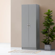 Light grey 2-door wardrobe by Lavish Kitchen Isle with a hanging rail and shelf, modern bedroom storage solution.