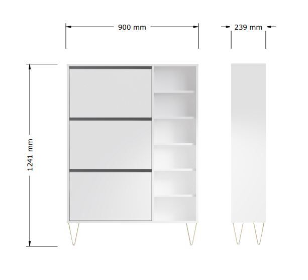 Fifo-Mi 3 Drawer Shoe Rack Cabinet Wooden Storage Stand Organiser, Space-Saving Shoe Shelf Unit for 15 Pairs in White