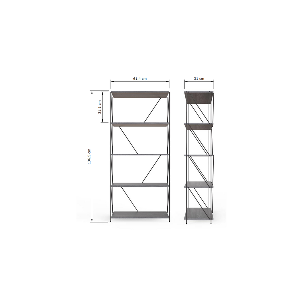 5 Tier Shelving Storage Shelves Bookcase Unit- Grey – Lavish Kitchen Isle