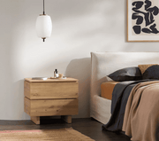Lavish Kitchen Isle IBA Artisan Oak Effect modern nightstand with two drawers and shelf, 60cm wide bedside table.