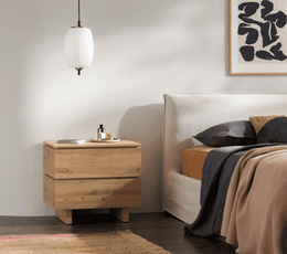 Lavish Kitchen Isle IBA Artisan Oak Effect modern nightstand with two drawers and shelf, 60cm wide bedside table.