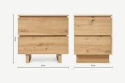 Lavish Kitchen Isle IBA artisan oak-effect modern nightstand with 2 drawers and shelf, 60cm wide bedside table for bedroom decor