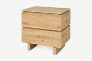 Lavish Kitchen Isle IBA artisan oak effect modern nightstand with two drawers and shelf, 60cm wide bedside table.