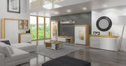 Oak Effect and White Gloss 2 Door Wardrobe with LED Lights