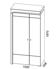 Oak Effect and White Gloss 2 Door Wardrobe with LED Lights