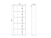 Thomas White and Oak Effect Narrow Tall Bookcase, 176.5cm high, showcasing vertical storage with sleek wooden finish.