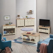 Sideboard Cabinet with 1 Door and 3 Solid Drawers Storage Buffet Unit for Living and Dining Room Furniture in Cream - Lavish Kitchen Isle