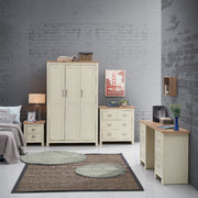 Cream Lavish Kitchen Isle 4-drawer chest of drawers with storage, wooden bedroom furniture, featuring a sleek, modern design.