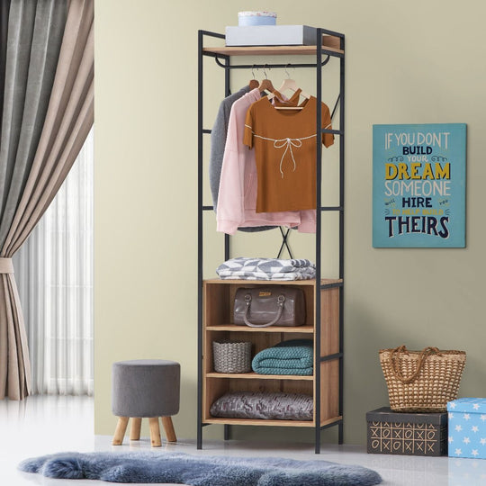 Alaga Wardrobe with Hanging Rail, 5 Shelves Riviera Oak Wardrobe for Bedroom Storage Furniture