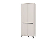 Tall Lavish Kitchen Isle cashmere taupe shoe cabinet with 4 doors and 8 shelves, designed to store up to 40 pairs of shoes.