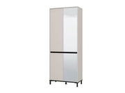 Tall Mirrored Shoe Cabinet in Cashmere Taupe by Lavish Kitchen Isle with 4 doors and 8 shelves for stylish shoe storage.