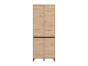 Tall Oak Effect Shoe Cabinet – 4 Doors, 8 Shelves, 40 Pair Storage - Lavish Kitchen Isle