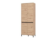 Tall Oak Effect Shoe Cabinet – 4 Doors, 8 Shelves, 40 Pair Storage - Lavish Kitchen Isle