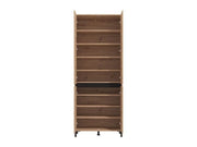 Tall Oak Effect Shoe Cabinet – 4 Doors, 8 Shelves, 40 Pair Storage - Lavish Kitchen Isle