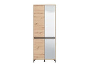 Lavish Kitchen Isle oak effect mirrored shoe storage cupboard with 40-pair capacity, tall design, and space-saving features.