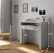 Omomy Arctic White and Oak extendable desk or dressing table with sleek design, ideal for home, study, or office use.