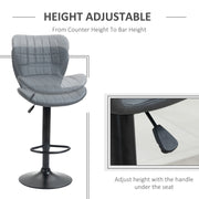 Set of 2 HOMCOM adjustable height swivel bar stools in black PU leather with sleek design and modern style.