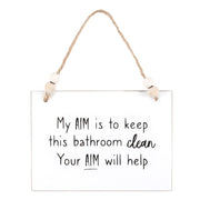 Lavish Kitchen Isle Your Aim hanging sign with rustic wooden design, perfect for kitchen decor and home organization.