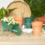 Ceramic plant pot mug with matching shovel spoon, ideal for gardening or coffee, by Lavish Kitchen Isle.