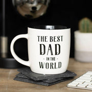Lavish Kitchen Isle Best Dad in the World mug with bold black text on a ceramic white mug, perfect for gifting to a dad.