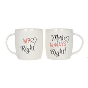 Set of 2 Mr and Mrs mugs from Lavish Kitchen Isle, featuring matching designs for couples, displayed on a white background.