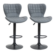 Set of 2 adjustable height swivel bar stools in black PU leather by HOMCOM, featuring a modern design and sleek finish.