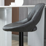 Set of 2 HOMCOM adjustable swivel bar stools with gas lift, PU leather seats, footrests, and modern design.