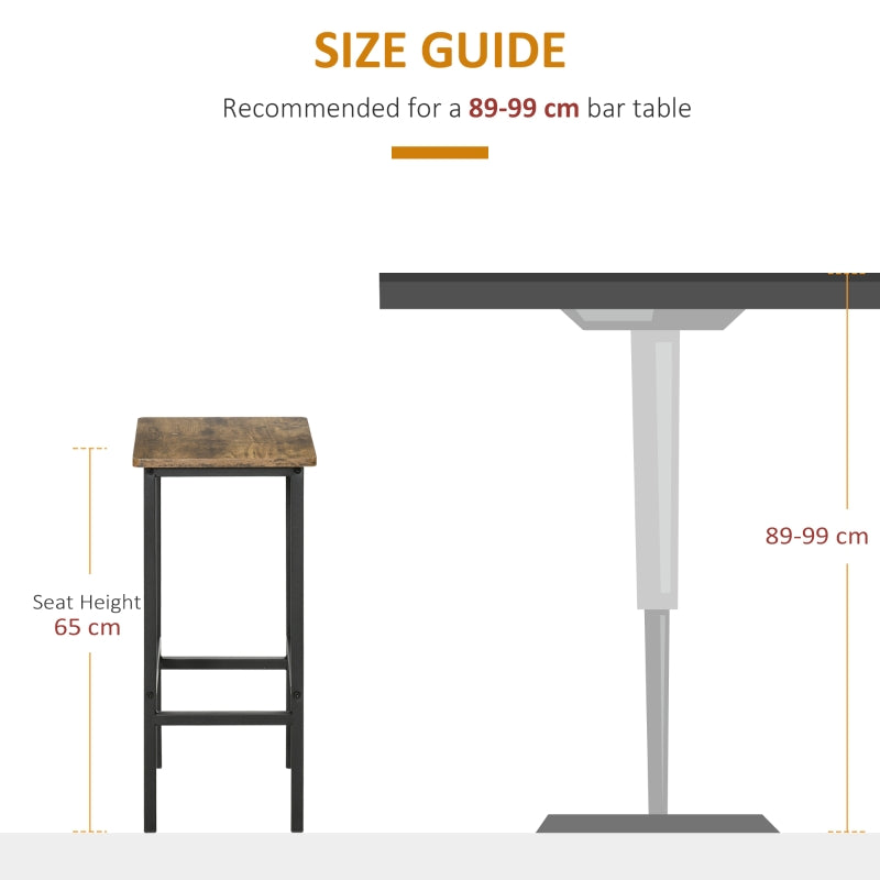 Set of 2 Kitchen Breakfast Bar Chairs with Footrest, Counter Height Island Stools for Dining Area, Home Pub, Rustic Brown