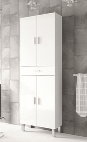 Vespera Tall Bathroom Cupboard in White Gloss Modern Storage Solution for Your Bathroom