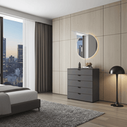 Valentina grey chest of drawers from Lavish Kitchen Isle with 5 spacious storage drawers, modern 90cm wide bedroom furniture.