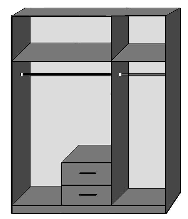 Cavo Alpine Alpine White Wardrobe 135cm Wide 3 Doors, 2 Drawers, Shelves, and Hanging Rail for Bedroom Storage