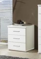 Cavo Alpine White Bedside Table 45cm Wide 3 Drawer Bedroom Furniture Storage - Lavish Kitchen Isle