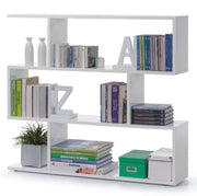 SHA White Gloss 3-Tier Shelving Storage Bookcase Unit – Modern Short Book Shelves for Compact Spaces - Lavish Kitchen Isle