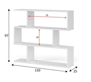SHA White Gloss 3-Tier Shelving Storage Bookcase Unit – Modern Short Book Shelves for Compact Spaces - Lavish Kitchen Isle