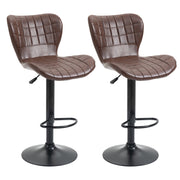 Set of 2 HOMCOM adjustable height swivel bar stools in black PU leather with a modern design.