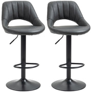Set of 2 HOMCOM adjustable swivel gas lift bar stools with PU leather upholstery and footrests, perfect for modern kitchens or bars.