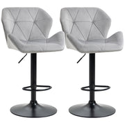 Set of 2 Adjustable Velvet Bar Stools Stylish Breakfast Stools for Kitchen, Home Bar, and Café with Footrest - Lavish Kitchen Isle