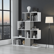 Lavish Kitchen Isle SHA 5-Tier Bookcase with Arctic White and Grey shelving, featuring 10 storage cubes for organized storage.