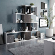 Lavish Kitchen Isle SHA Oxide dark brown and Arctic white 5-tier shelving bookcase with modern design for home or office storage