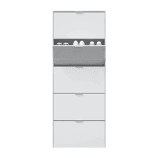 Lavish Kitchen Isle Zalpa white gloss 5-tier revolving shoe cabinet with space-saving design for 18-22 pairs of shoes.