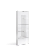 Lavish Kitchen Isle Zalpa white gloss shoe cabinet with five revolving doors, space-saving shoe rack for 18-22 pairs, modern design