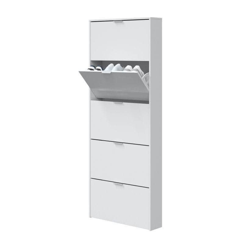 Zalpa White Gloss Shoe Cabinet 5-Tier Revolving Shoe Rack for 18-22 Pairs, Space-Saving Organiser